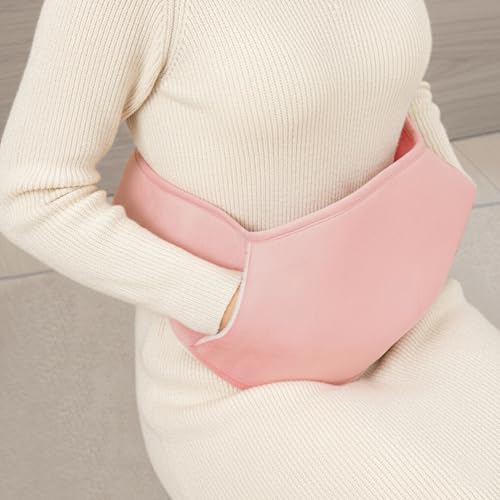 EPISENT Rechargeable Electric Hot Water Bottle Belt with Plush Cover, Hands Free Waist and Back Warmer for Cramps Period Pain and Back Tension, Up to Five Hours Warmth,PINK