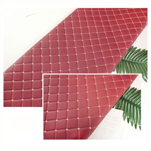 Tissu en simili cuir étanche bordeaux de 1.6x2m pour réparer un canapé ou un siège auto
