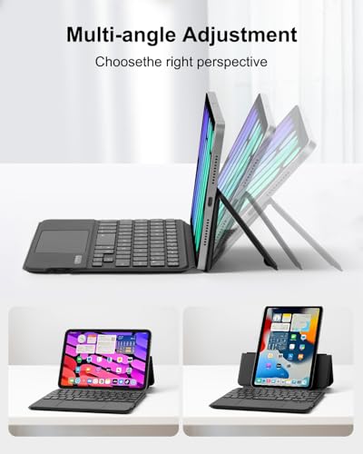 undefined MePadKey US英語配列キーボードケース iPad Mini 7 A17 Pro 第7世代(2024)/Mini 6 第6世代(2021) 8.3インチに対応。軽量、超薄型、全面保護、多角度調整、傷がつきにくい,磁気吸着ケース,Type-C充電機能、7色バックライト付きBluetoothタッチパッドキーボード付き多機能キー (US英語黒) の商品画像 5