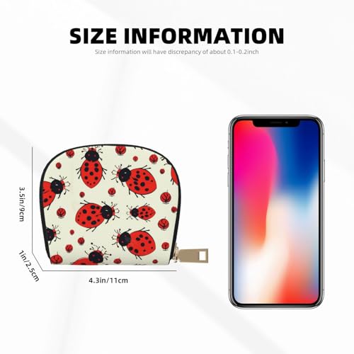 Red Ladybug Credit Card Holder Wallet, Leather Zipper Card Wallet For Women Ladies Rfid Blocking Card Case Small Coin Purse Accordion Wallet Gift2