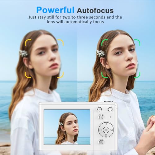 4K Digital Camera, Autofocus Vlogging Cameras for Photography with 32GB Card, 50MP Portable Compact Point and Shoot Digital Camera for Beginner Teens Adult with 16X Zoom Anti-Shake, 2 Batteries