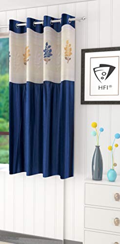 Image of LaVichitra Polyester Window Curtain with Floral Net (5ft, Navy Blue) -1 Piece