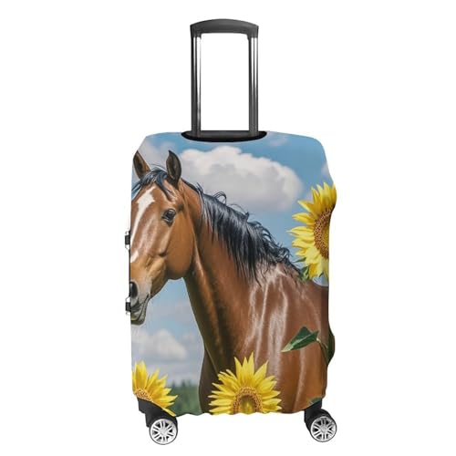 Horse And Sunflower Printed Luggage Cover Protector, Fits 18-32 Inch Luggage4