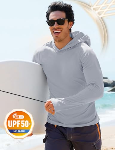 MAGCOMSEN Men's UPF 50+ Sun Protection Shirts Quick Dry Long Sleeve Rash Guard Lightweight Hoodie Shirt Fishing Running3