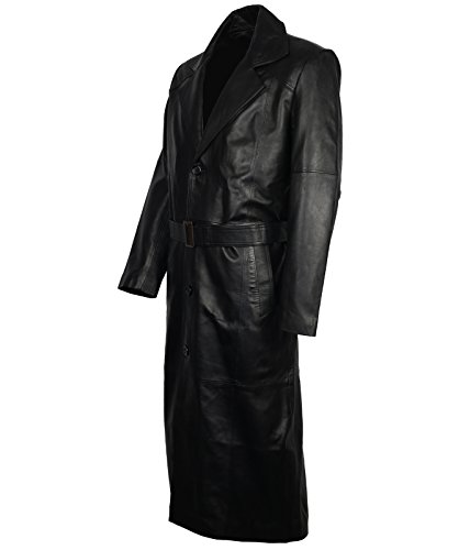 Mens Luxury Elite Class Full Length Sheep Skin Black Leather Coat3