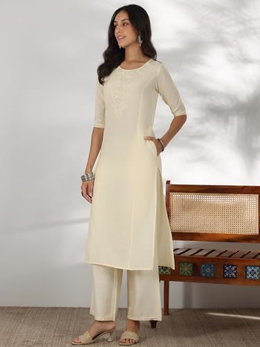 Image of Libas Womens Yoke Design Cotton Straight Kurta for Women Suit