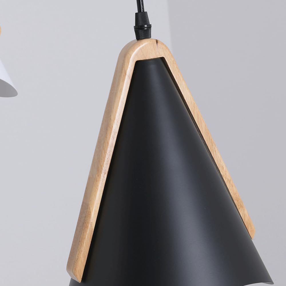 Sufitowa lampa wisząca E27, drewniana metalowa lampa wisząca w stylu japońskim, kreatywny klosz żyrandola w kształcie trąbki, dekoracyjne oprawy oświetleniowe na werandzie i balkonie
