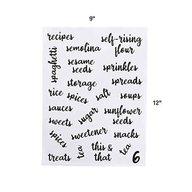 Kitchen Pantry Labels for Food Storage Containers, Set of 270 Clear Stickers for Common Goods