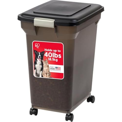 IRIS USA Dog Food Storage Container, Up to 42 lbs, Smoke, Made in USA