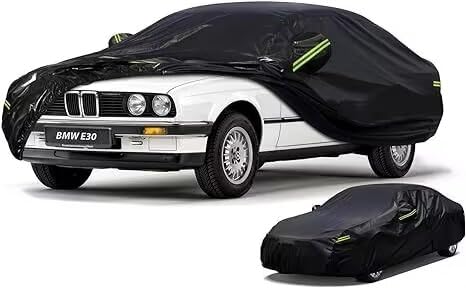 Image of Kaugung Car Cover Custom fit BMW 3 Series E30 (1982-1994), 7 Layers Windproof All Weather Waterproof Outdoor Cover Sun Rain UV Dust Snow Protection. Black