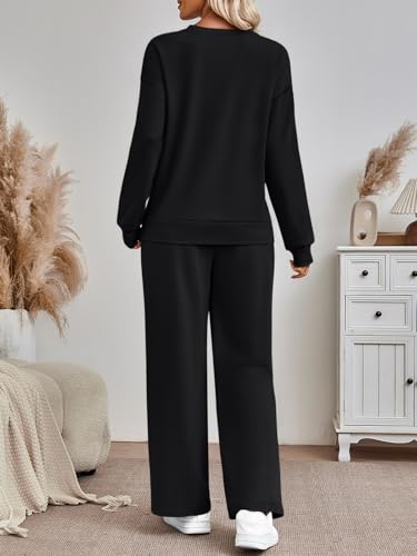 AUTOMET Womens Sweatsuits 2 Piece Sets Travel Outfits 2025 Fall Matching Lounge Set Oversized Sweatshirt Wide Leg Pants4