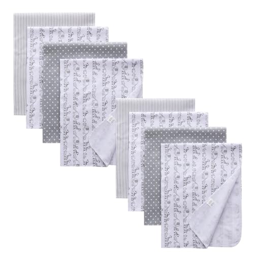 Image of Gina Era 8 Pcs Baby Swaddle Blankets, Cotton Flannel Receiving Blankets, 30x30 Inch, Boy Girl (Style-10)