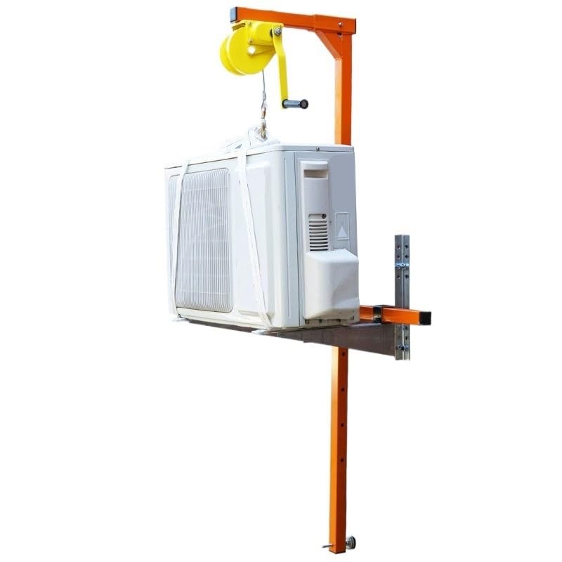Elevador para aire acondicionado exterior que evita esfuerzos al instalar soportes con cabrestante