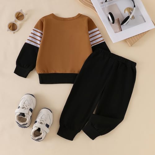 Image of FOCUTEBB Toddler Boy Clothes Baby Boys Fall Winter Outfits Long Sleeve Sweatshirt Top Jogger Pants Set Boys Outfit Set 12M-4T