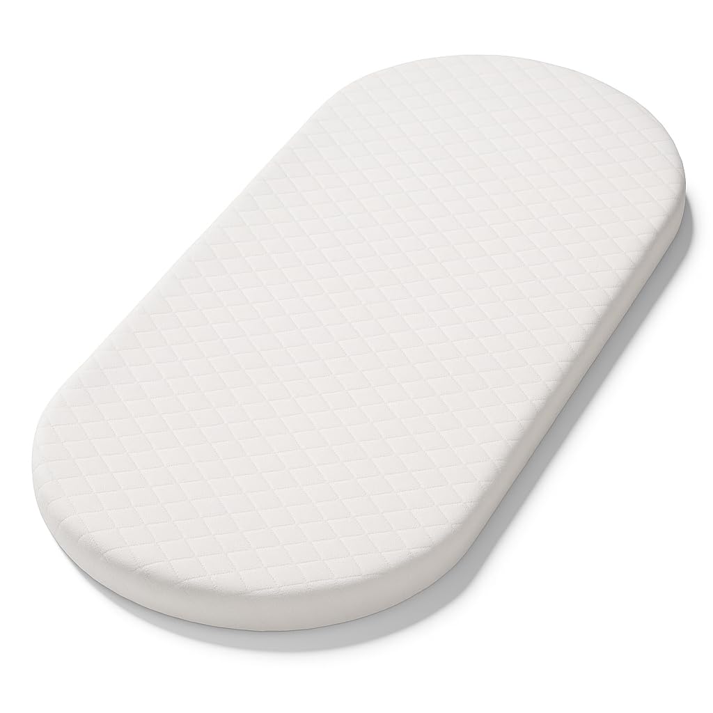 DREAMLAYER Moses Basket Mattress 65 × 28 × 4 cm – Hypoallergenic Baby Mattress with Firm Support, Quilted Breathable Removable & Washable Cover – Lightweight, Fits Standard Moses Baskets – UK Made