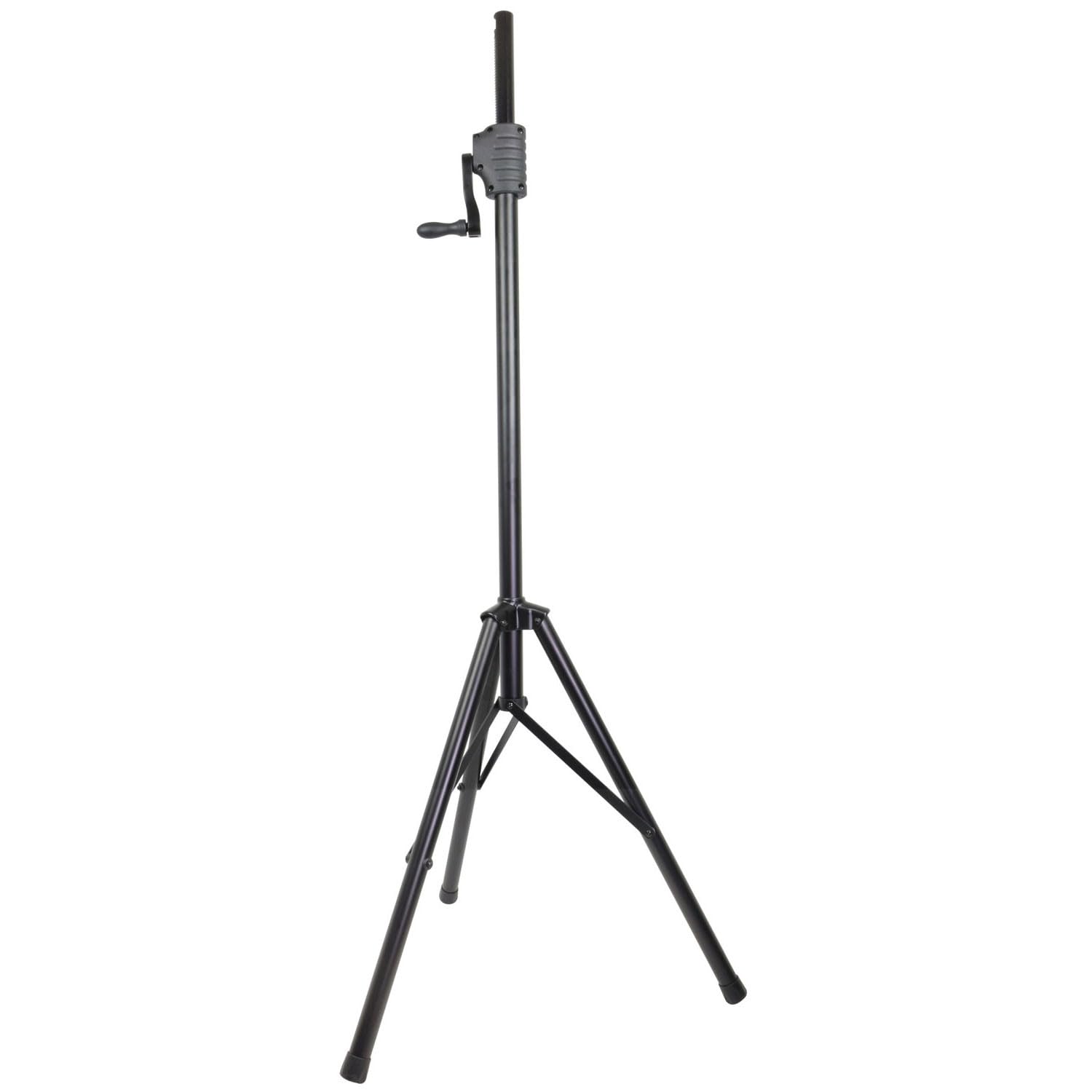 Citronic Supporto regolabile in acciaio e alluminio per altoparlanti con verricello, altezza 1,2 m – 2 m, carico massimo 50 kg, treppiede portatile da pavimento per studio DJ DJ | supporto nero
