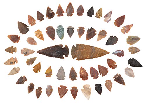 KVK Crystals Lot of 52 Indian Arrowheads Points Agate Chert