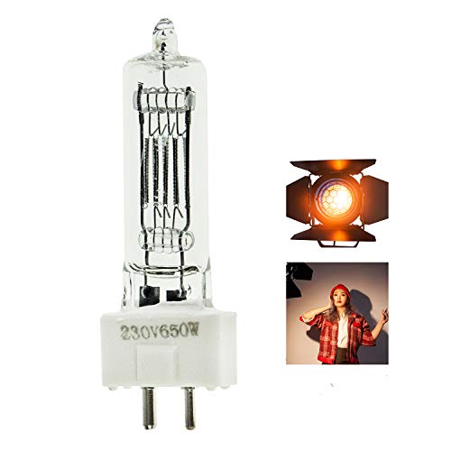 BOLLUMA Ampoule Halogène Chaude pour Projecteur Fresnel 650 W, Lampe à Lumière Continue Fresnel Tungstène 3200K 230V GY9.5 pour Films, Publicités,...