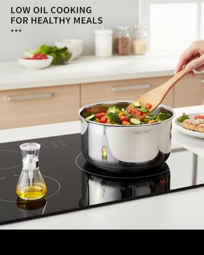 Image of Pradeep Triply Stainless Steel Tope with Lid|Induction&Gas Compatible Patila|3Layer Base|Non-Toxic Reactive|Milk Boiler,Tea&Cooking Pot|Even Heat Distribution|Multi-Purpose Cooking Pot(24cm-5.6ltr)