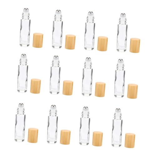 TOPPERFUN 12 piezas Frascos Roll Vidrio con Tapa de Bambú para...