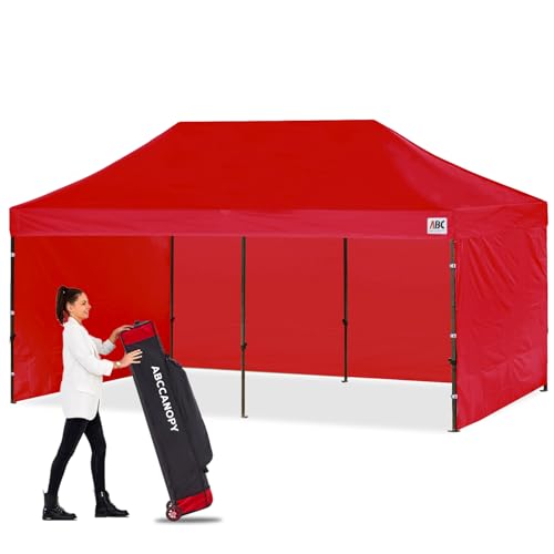 Image of ABCCANOPY Heavy Duty Easy Pop up Canopy Tent with Sidewalls 10x20, Red