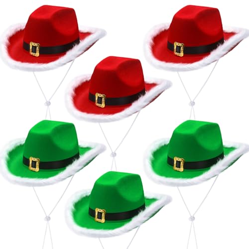 Liitrsh 6 Pcs Santa Cowboy Hat 