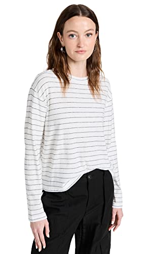Vince Jersey de Rayas L/S Blusas, Color Crema/Coastal, XS para Mujer