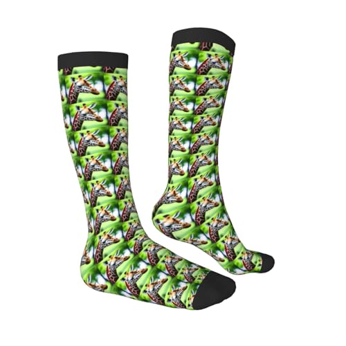 Cartoon Giraffe print Clash of colours long socks, sports running cycle long socks, comfort long socks3