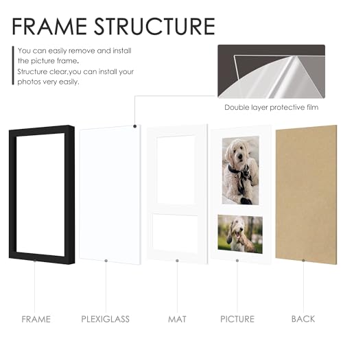 Image of DUENPY 8x14 Picture Frame Collage Display 4x6 and 5x7 Photos for Available Horizontal Wall Mounting Display and Vertical Black