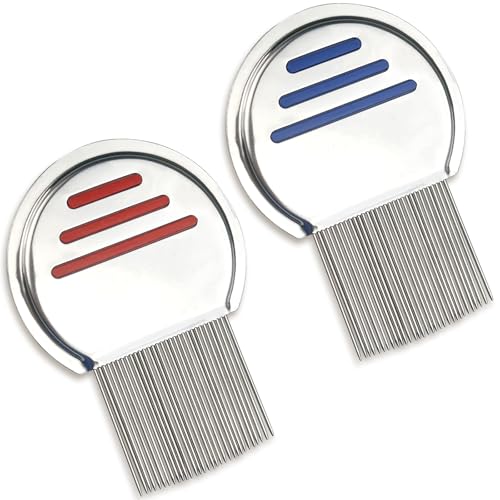 2 Pack Professional Stainless Steel Lice Comb Reusable Lice and Nit Remover with Improved Precision Teeth Red and Blue Set Premium Quality for Effective Lice Removal