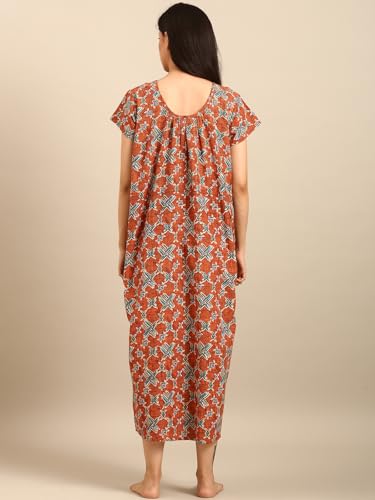 Image of Rupa Jon Aishwarya Women Full Length Printed Nighty in Premium Cotton Blend Fabric, Night Dress, Maxi Nighty for Comfortable Everyday Wear, Free Size