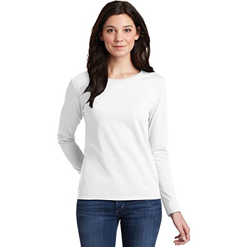Gildan Heavy Cotton Ladies' Long-Sleeve T-Shirt, Wht, Medium