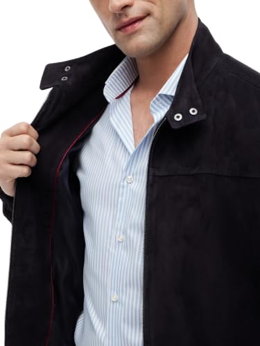 Tommy Hilfiger Herren Lederjacke Essential mit Reißverschluss, Blau (Carbon Navy), L – Ansicht 7