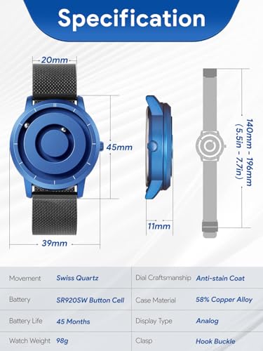 Image of EUTOUR Mens Watch Magnetic Balls Minimalist Dress Simplicity Quartz Watches with Mesh Stainless Steel Strap