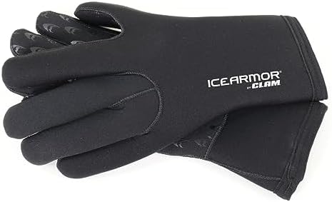 ICEARMOR by Clam Neoprene Grip Gloves – Waterproof, Windproof, Fleece-Lined for Warmth & Ultimate Ice Fishing Grip (M)