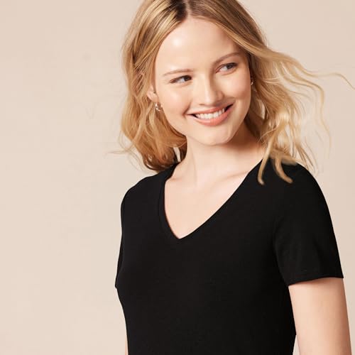 Image of Amazon Essentials Women's Regular-Fit Short-Sleeve V-Neck T-Shirt, Multipacks
