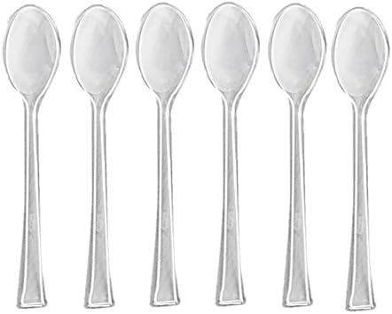 144 Mini Clear Plastic Spoons, 4.5 Inches, Elegant And Disposable Clear Flatware. Includes 144 Clear Dessert/Appetizer Spoons.