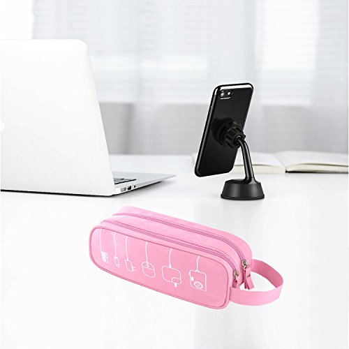 Universal Cable Cord Holder Organizer/Electronics Accessories Case Healthcare & Grooming Kit USB Drive Shuttle-an All in One Travel Organizer (Pink)