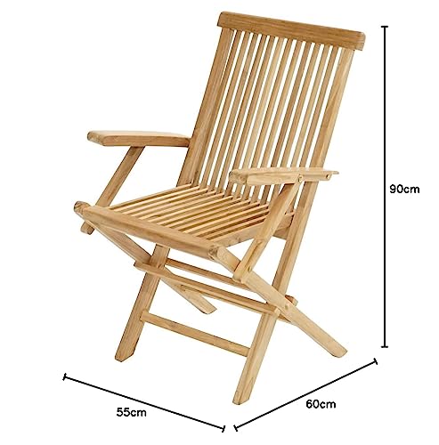 Plob Plob Milford Klappstuhl mit Armlehnen, Natur, 55 x 60 x 90 cm