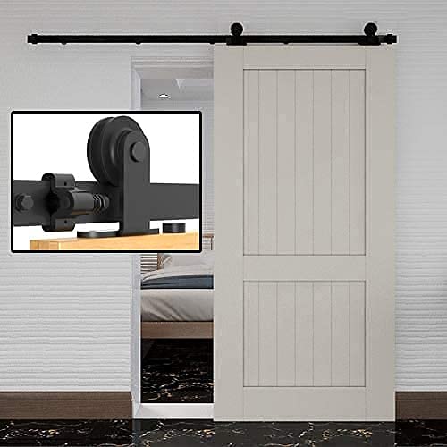 TSMST 6ft/183cm Quincaillerie Kit de Rail pour Porte Coulissante, kit de rail de porte de grange robuste adapté à une porte en bois unique de 36"de large Cover