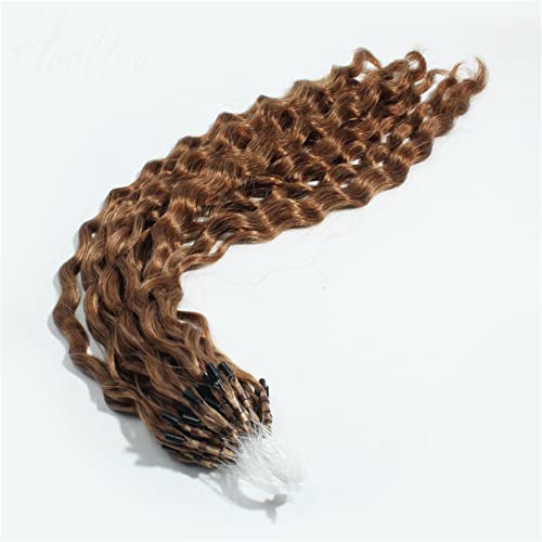 Extensions cheveux bouclés micro anneaux Remy brun 38cm 100 mèches - 4