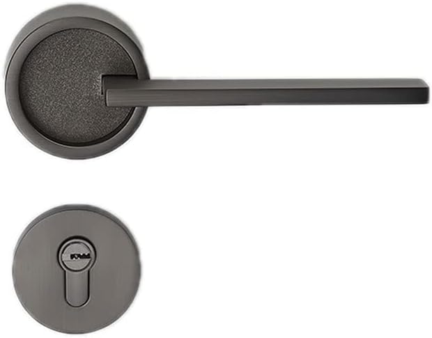 Door Knob Lever Metal Magnetic Door Lock Door Levers Door Handle with Key for Bedroom Bathroom Study Room Hallway Door Lock with Handle (Color : Gray Single Lock Magnetic)