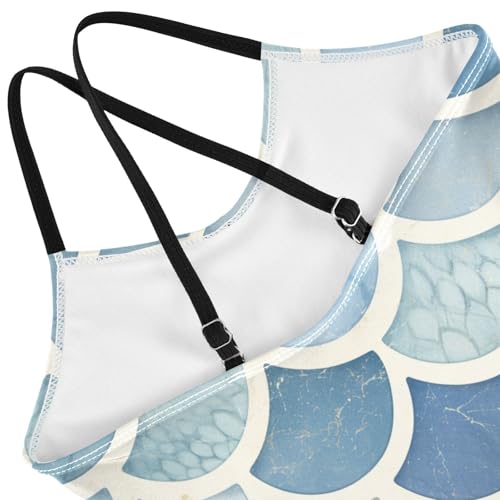 Mermaid Scales Watercolor Fish Kids Girls 1-Piece Bathing Suit Summer Swimming Suits Adjustable Strap Quick Dry4