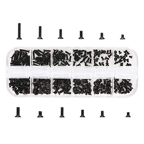 240 Piezas Kits de Tornillos de reparación de precisión Micro para PC, computadora portátil, 12 tamaños Surtidos - M2 M2.5 M3, Acero con Acabado de óxido Negro