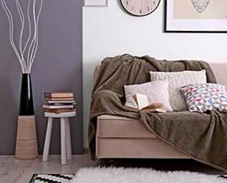 Bear & Panda Waffle Flannel Fleece Mink Throw - Sofa/Bedspread/travel Blankets – Honeycomb Super Soft, light-weighted, Warm, Cosy Large Size Single, Double, King - Chocolate King (200x240cm)