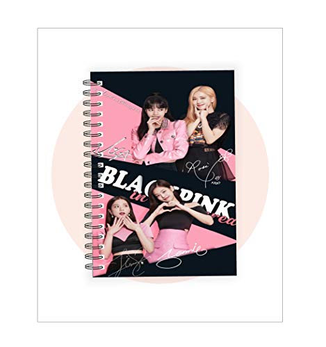 Image of MACRO BTS GIRLS VERSION HI QUALITY 160 RULED PAGED NOTEBOOK+ FREE NAME PERSONALIZED BOOKMARK (BLACK PINK SIGNATURE)
