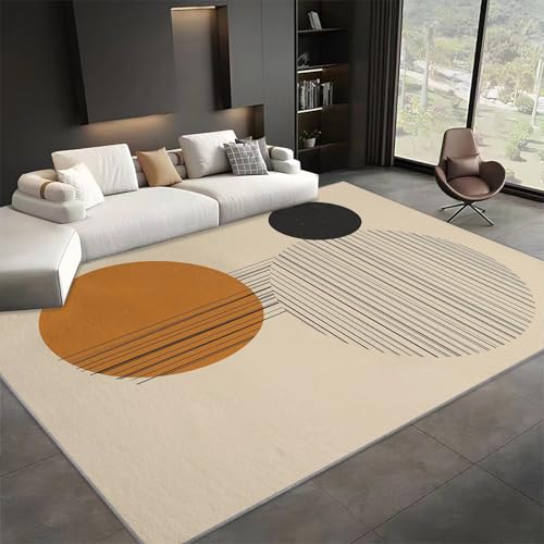 Tapis Intérieur Et Extérieur 140x200cm Lignes Formes Géométriques Tapis Salon Lavable, Tapis de Chambre Moderne à Poil Ras, Antidérapant et Résistant, Tapis Sol Décor À La Maison