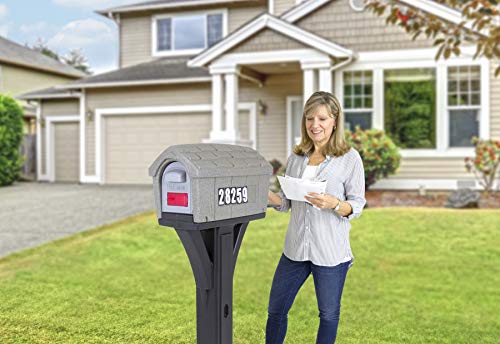 Simplay3 Classic Home Plastic Residential Mailbox & Post Mount Combo Kit with 2 Access Doors - Stone Gray/Black, Made in USA - Thumbnail 5