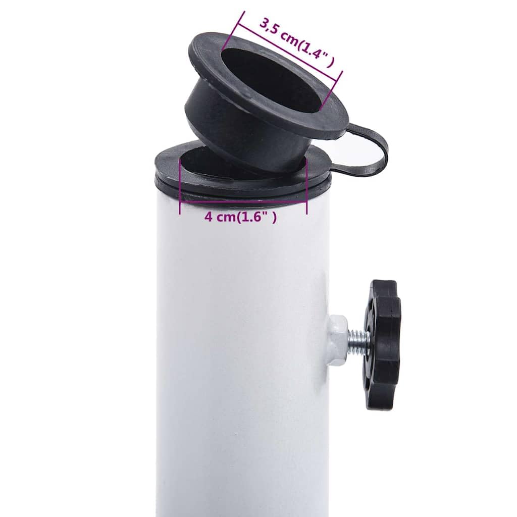 Supporto per ombrellone bianco, in ghisa, 12 kg, peso 49 cm, altezza 49 cm, con adattatore per aste da 35-48 mm, per balcone, terrazza, giardino, cortile, patio
