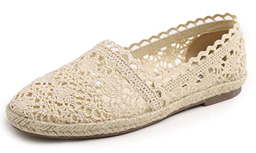 FEVERSOLE Close Toe Espadrilles Women's Comfort Breathable Slip On Flats Shoes